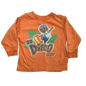 Vintage 2006‎ Nick Jr Go Diego Go! Long Sleeve T Shirt Orange Kid's Size 3T